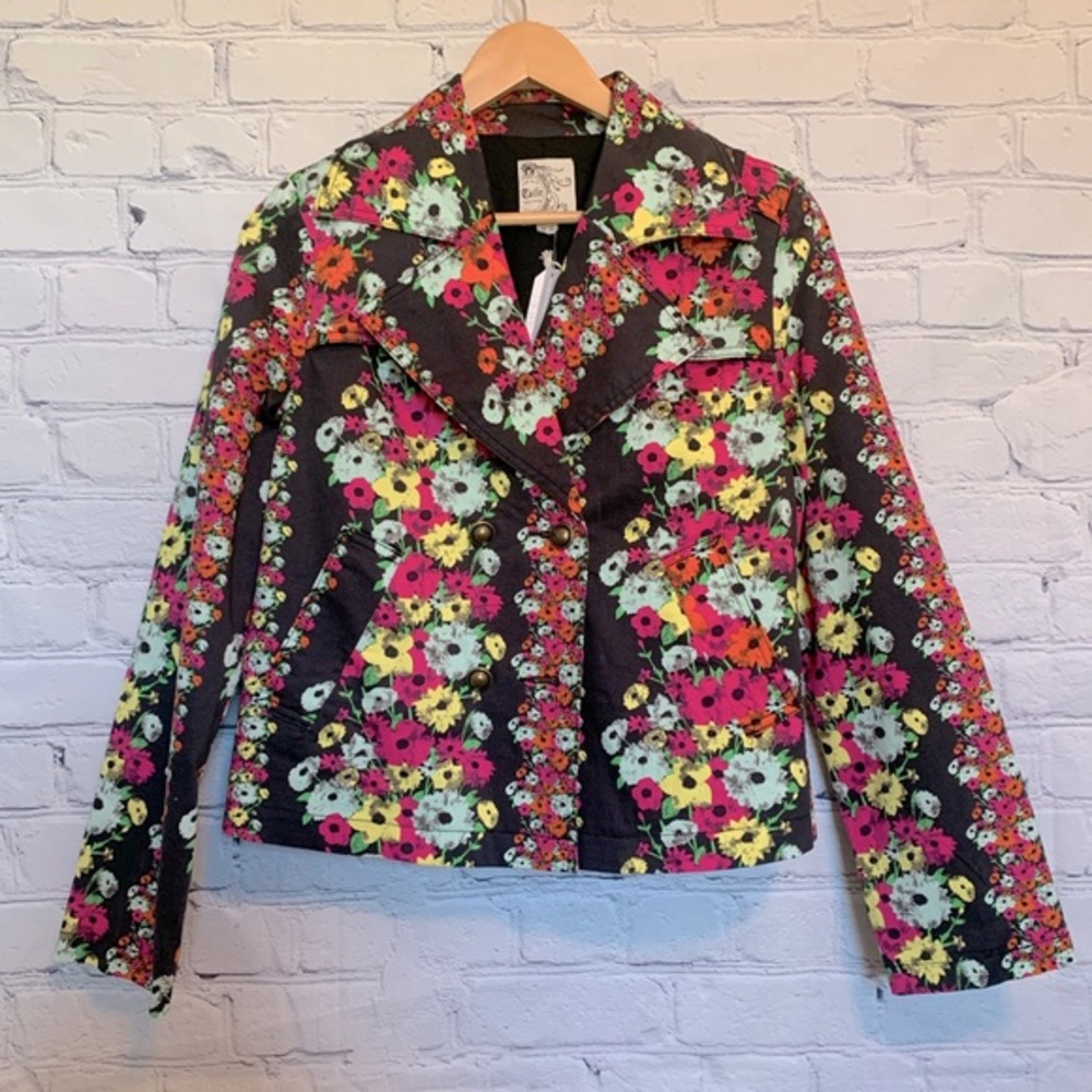 Anthropologie Tulle black Floral jacket XS new with tags